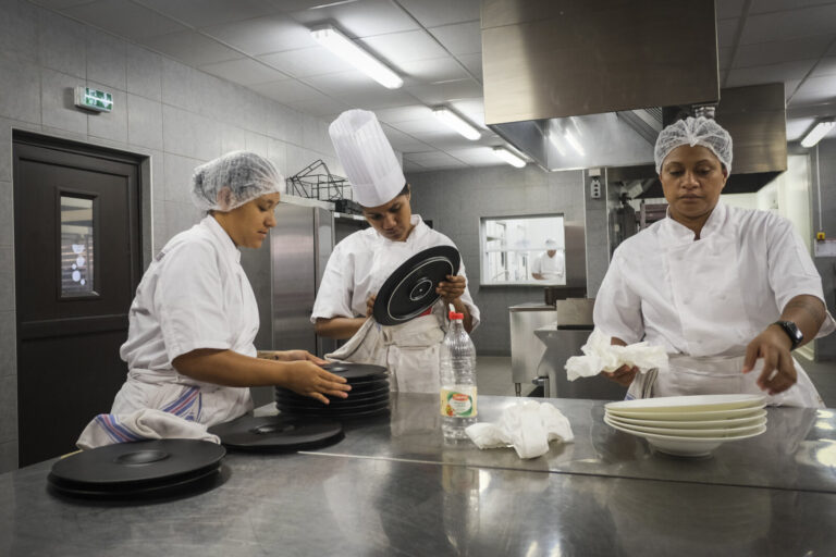 French Polynesia, Papeete, 2019-10-29. Portrait of Blanche, young Tahitian 22 years old and apprentice pastry chef in th