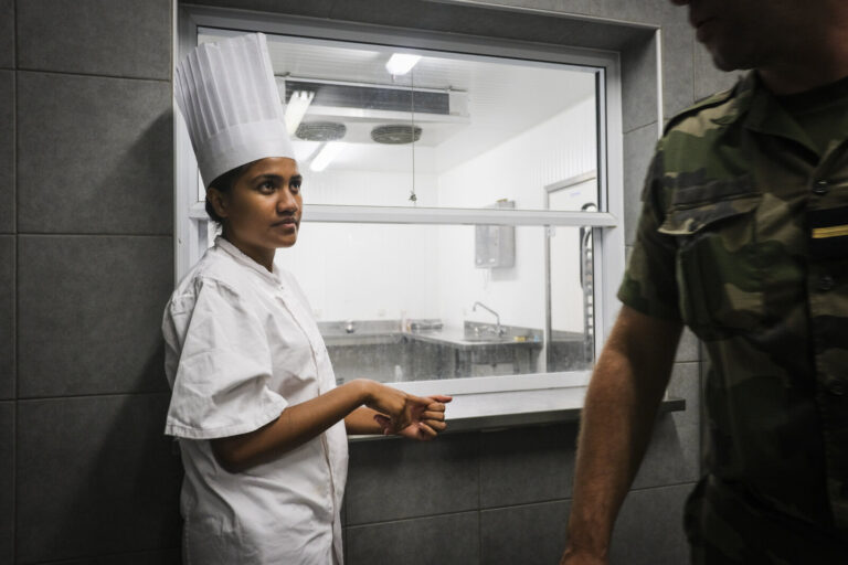 French Polynesia, Papeete, 2019-10-29. Portrait of Blanche, young Tahitian 22 years old and apprentice pastry chef in th