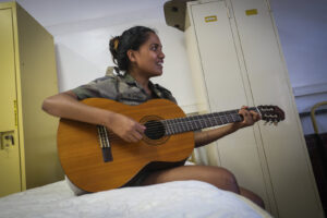 French Polynesia, Papeete, 2019-10-29. Portrait of Blanche, young Tahitian 22 years old and apprentice pastry chef in th