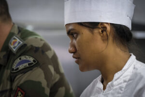 French Polynesia, Papeete, 2019-10-30. Portrait of Blanche, young Tahitian 22 years old and apprentice pastry chef in th