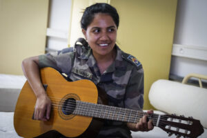 French Polynesia, Papeete, 2019-10-30. Portrait of Blanche, young Tahitian 22 years old and apprentice pastry chef in th