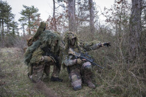 France, Castres, 2018-01-25. Elite sniper shooters from the 8th Marine Infantry Parachute Regiment are training in camou