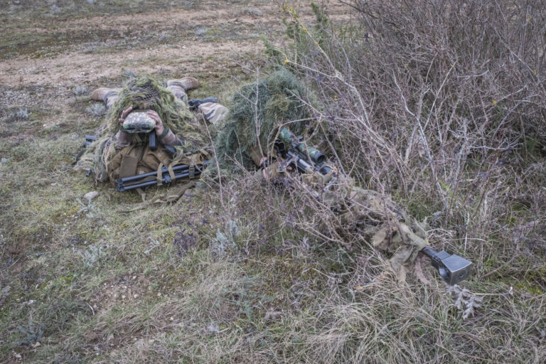 France, Castres, 2018-01-25. Elite sniper shooters from the 8th Marine Infantry Parachute Regiment are training in camou