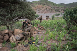 Djibouti, Djibouti, 2020-02-06. French military training into desert. Young officers learn how to survive and combat in 