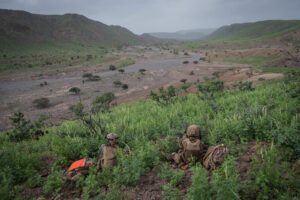 Djibouti, Djibouti, 2020-02-06. French military training into desert. Young officers learn how to survive and combat in 