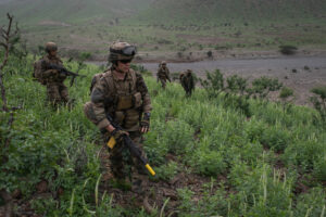 Djibouti, Djibouti, 2020-02-06. French military training into desert. Young officers learn how to survive and combat in 