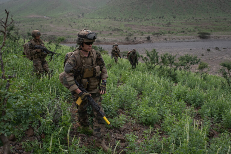 Djibouti, Djibouti, 2020-02-06. French military training into desert. Young officers learn how to survive and combat in 