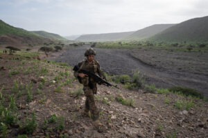 Djibouti, Djibouti, 2020-02-06. French military training into desert. Young officers learn how to survive and combat in 