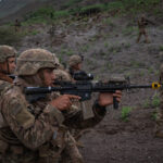 Djibouti, Djibouti, 2020-02-06. US soldiers from national guard airborne training with french soldiers in Djibouti deser