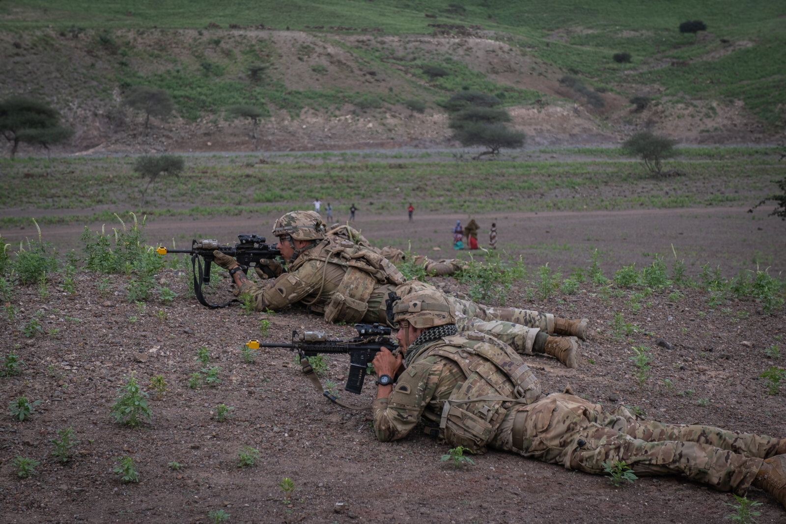 Djibouti, Djibouti, 2020-02-06. US soldiers from national guard airborne training with french soldiers in Djibouti deser