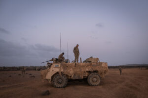Djibouti, Djibouti, 2020-02-06. French military training into desert. Young officers learn how to survive and combat in 