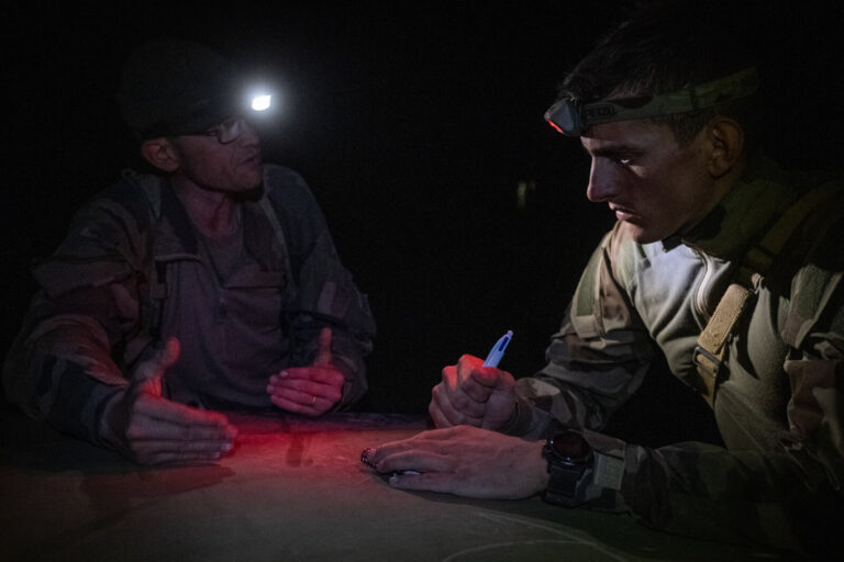 Djibouti, Djibouti, 2020-02-06. French military training into desert. Young officers learn how to survive and combat in 