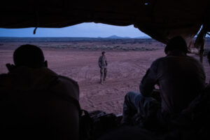 Djibouti, Djibouti, 2020-02-06. French military training into desert. Young officers learn how to survive and combat in