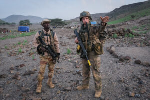 Djibouti, Djibouti, 2020-02-06. French military training into desert. Young officers learn how to survive and combat in 