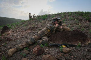 Djibouti, Djibouti, 2020-02-06. French military training into desert. Young officers learn how to survive and combat in 
