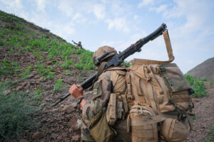 Djibouti, Djibouti, 2020-02-06. French military training into desert. Young officers learn how to survive and combat in 
