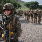 Djibouti, Djibouti, 2020-02-06. French military training into desert. Young officers learn how to survive and combat in