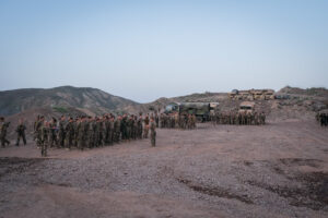 Djibouti, Djibouti, 2020-02-06. French military training into desert. Young officers learn how to survive and combat in 
