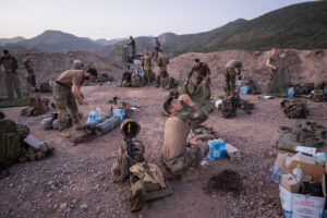 Djibouti, Djibouti, 2020-02-06. French military training into desert. Young officers learn how to survive and combat in 