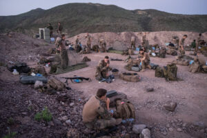 Djibouti, Djibouti, 2020-02-06. French military training into desert. Young officers learn how to survive and combat in 