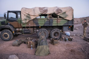 Djibouti, Djibouti, 2020-02-06. French military training into desert. Young officers learn how to survive and combat in 