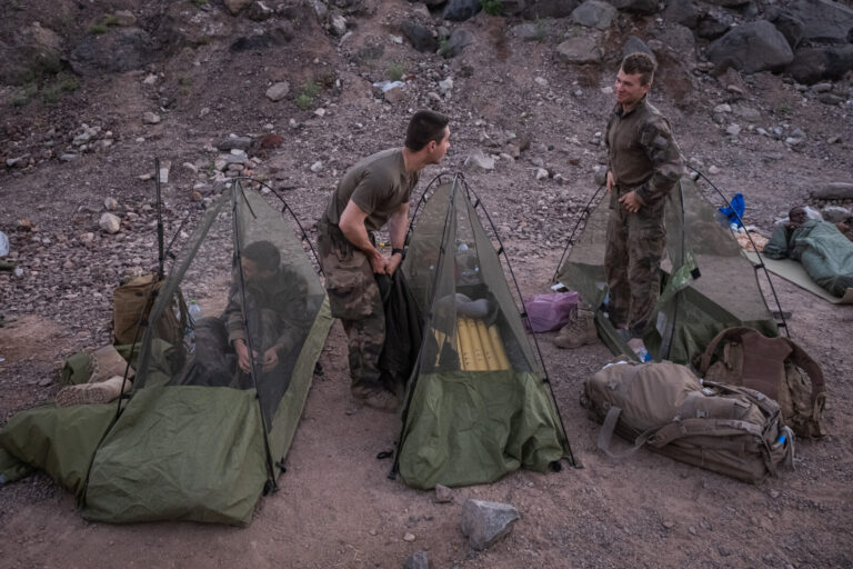 Djibouti, Djibouti, 2020-02-06. French military training into desert. Young officers learn how to survive and combat in 