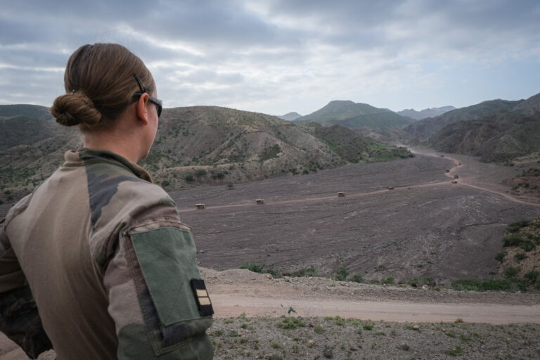 Djibouti, Djibouti, 2020-02-06. French military training into desert. Young officers learn how to survive and combat in 