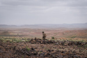 Djibouti, Djibouti, 2020-02-06. French military training into desert. Young officers learn how to survive and combat in 