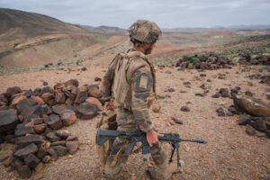 Djibouti, Djibouti, 2020-02-06. French military training into desert. Young officers learn how to survive and combat in 