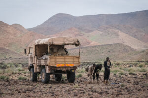 Djibouti, Djibouti, 2020-02-06. French military training into desert. Young officers learn how to survive and combat in 