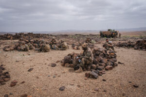 Djibouti, Djibouti, 2020-02-06. French military training into desert. Young officers learn how to survive and combat in 