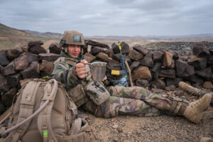 Djibouti, Djibouti, 2020-02-06. French military training into desert. Young officers learn how to survive and combat in 