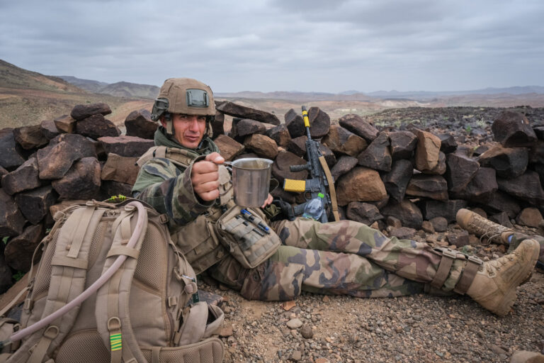 Djibouti, Djibouti, 2020-02-06. French military training into desert. Young officers learn how to survive and combat in 