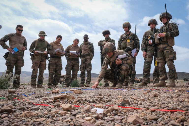Djibouti, Djibouti, 2020-02-06. French military training into desert. Young officers learn how to survive and combat in 