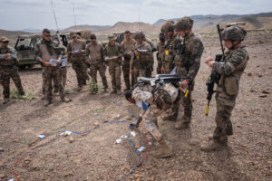 Djibouti, Djibouti, 2020-02-06. French military training into desert. Young officers learn how to survive and combat in 
