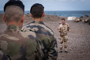 Djibouti, Djibouti, 2020-02-06. French military training into desert. Young officers learn how to survive and combat in 