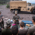 Djibouti, Djibouti, 2020-02-06. French military training into desert. Young officers learn how to survive and combat in