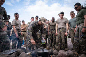 Djibouti, Djibouti, 2020-02-06. French military training into desert. Young officers learn how to survive and combat in 