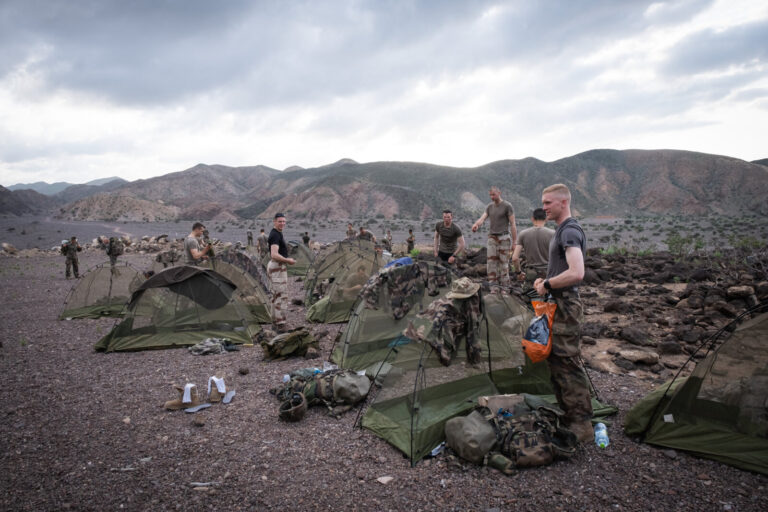 Djibouti, Djibouti, 2020-02-06. French military training into desert. Young officers learn how to survive and combat in 