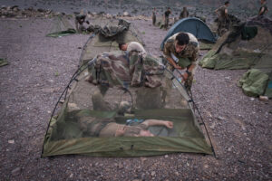 Djibouti, Djibouti, 2020-02-06. French military training into desert. Young officers learn how to survive and combat in 