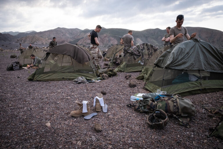 Djibouti, Djibouti, 2020-02-06. French military training into desert. Young officers learn how to survive and combat in 
