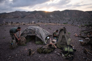 Djibouti, Djibouti, 2020-02-06. French military training into desert. Young officers learn how to survive and combat in 