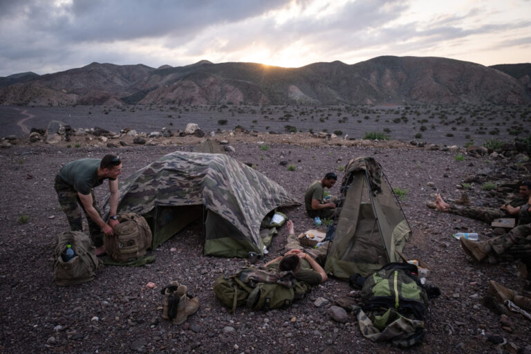 Djibouti, Djibouti, 2020-02-06. French military training into desert. Young officers learn how to survive and combat in 