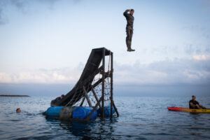 Djibouti, Djibouti, 2020-02-06. French military training into desert. Young officers learn how to survive and combat in 
