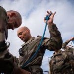 Djibouti, Djibouti, 2020-02-06. French military training into desert. Young officers learn how to survive and combat in
