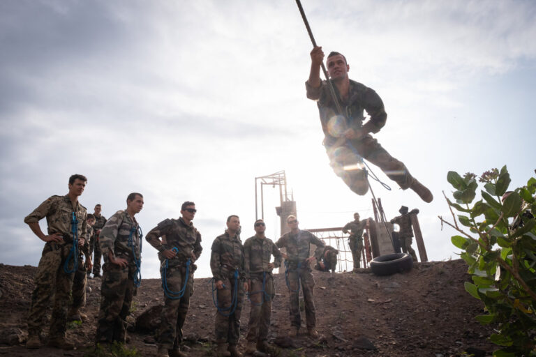 Djibouti, Djibouti, 2020-02-06. French military training into desert. Young officers learn how to survive and combat in 
