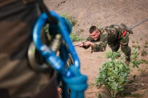 Djibouti, Djibouti, 2020-02-06. French military training into desert. Young officers learn how to survive and combat in 