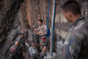 Djibouti, Djibouti, 2020-02-06. French military training into desert. Young officers learn how to survive and combat in 