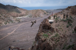 Djibouti, Djibouti, 2020-02-06. French military training into desert. Young officers learn how to survive and combat in 