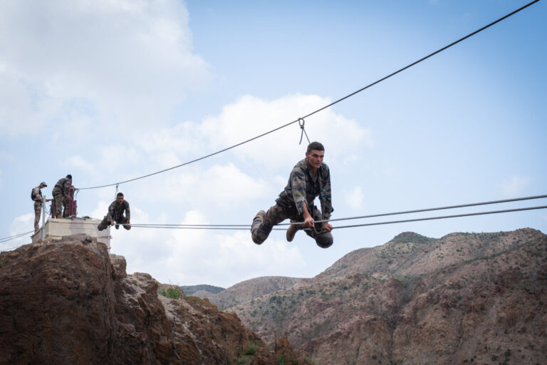 Djibouti, Djibouti, 2020-02-06. French military training into desert. Young officers learn how to survive and combat in 